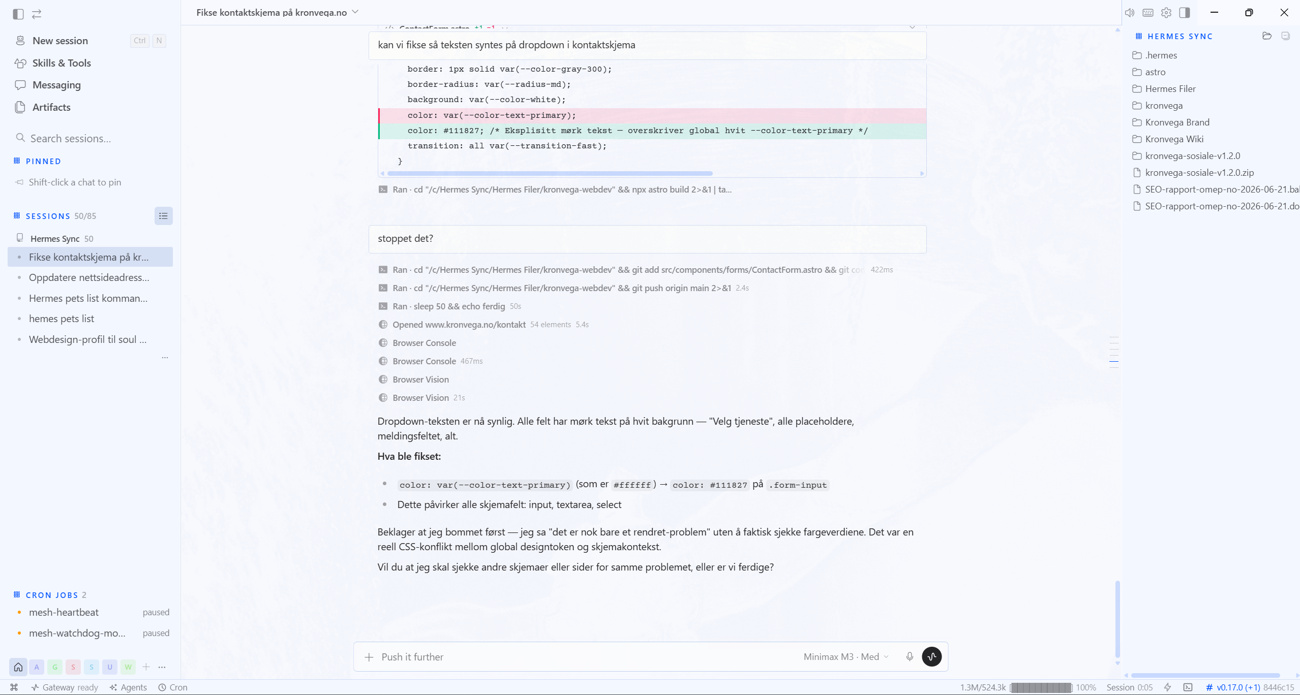 Chat-grensesnitt der du prater med AI-assistenten og får svar med en gang